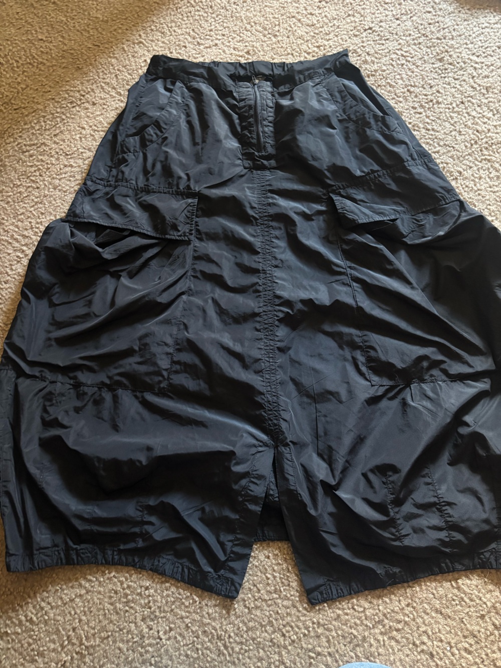 Alembika Skirt Womens 2 Black Lagenlook Elastic Waist Pockets Minimalist Cargo